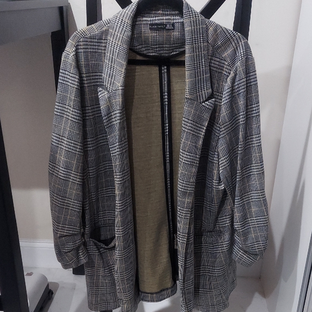 Black Tape Black and White Plaid Blazer
